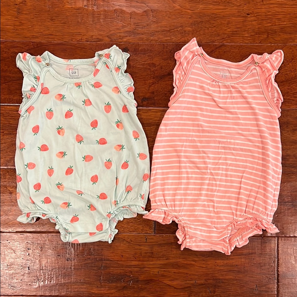Kids Bubble Rompers- Strawberry Print and Striped